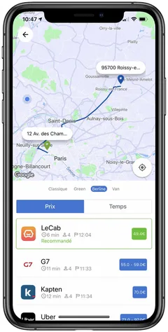 MyMove, résultats détaillés avec LeCab G7 Kapten Uber