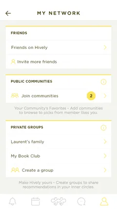 My Network — amis, communautés et groupes