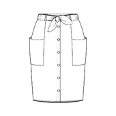 Patron Ada — jupe boutonnée avec poches et ceinture à nouer