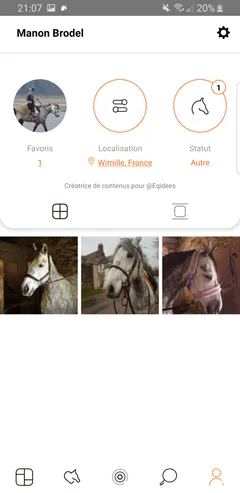 Profil utilisatrice Manon Brodel avec ses favoris, sa localisation Wimille France, et sa galerie de photos