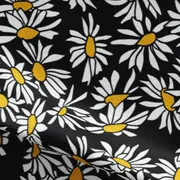 Coton noir avec motif marguerites blanches et jaunes